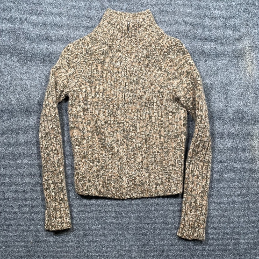 Vintage BKE Women's Cream‎ Multicolor Knit Sweater Zipper Size Small